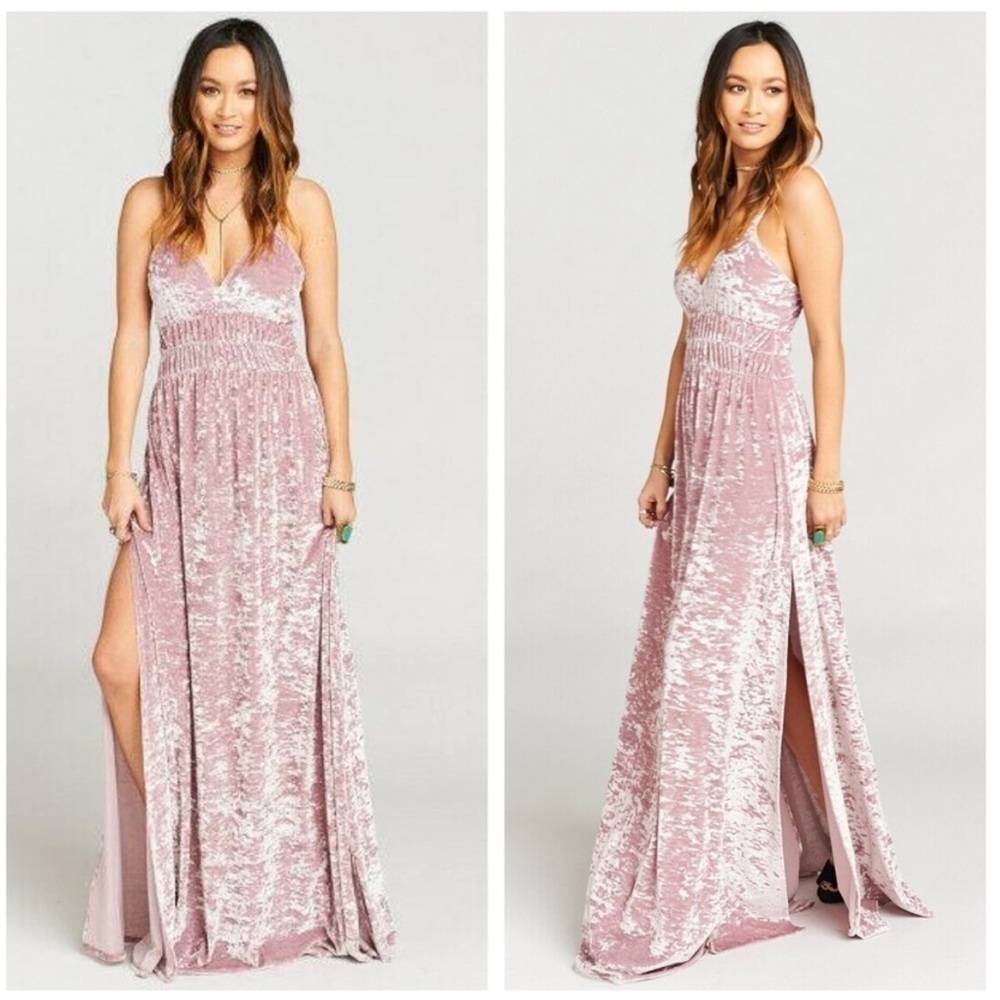 Show Me Your Mumu Aurora Pink Velvet Empire Waist Maxi Dress Size XS